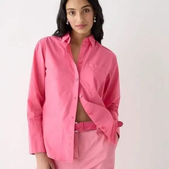 J. Crew Garçon Shirt in Pink Garment-dyed Cotton Poplin Size 10 - Picture 1 of 9